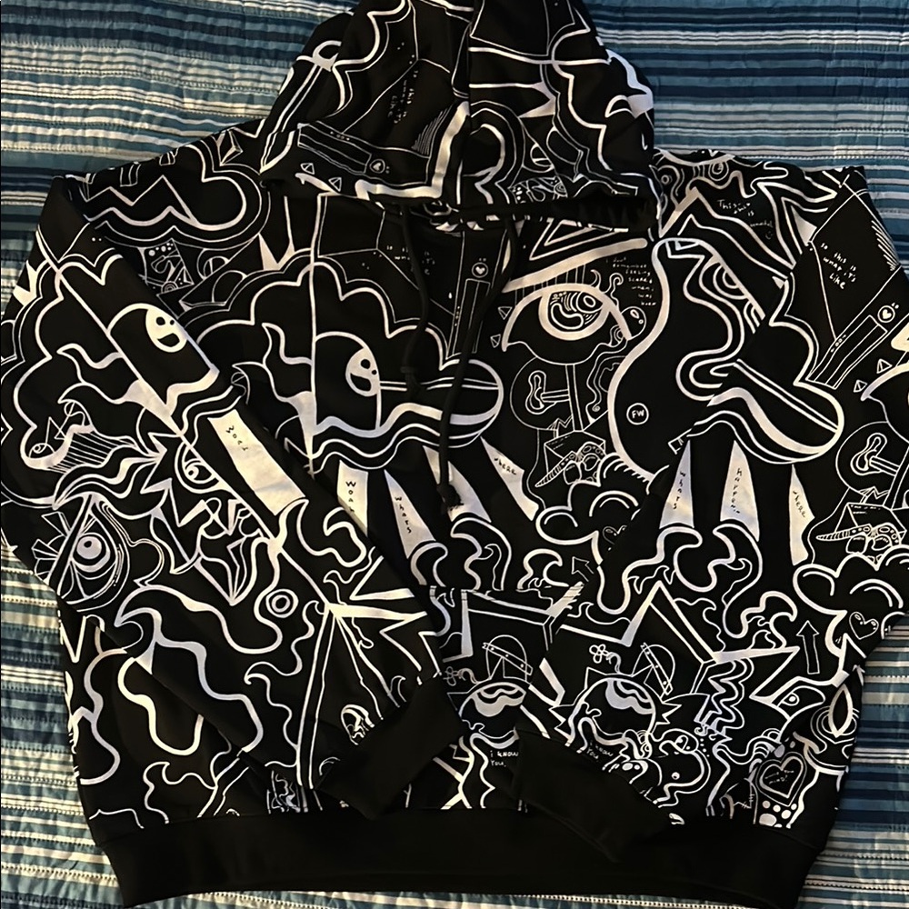 Fewocious Graphic Black and White Hoodie